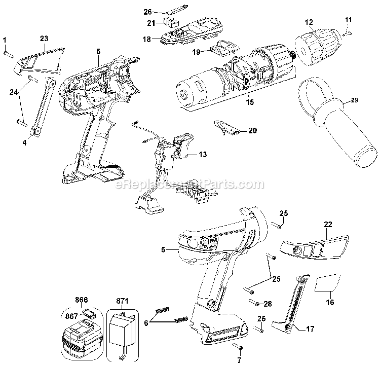 Black and Decker FSX1800HD (Type 1) 18v Hammer Drill Power Tool Page A Diagram